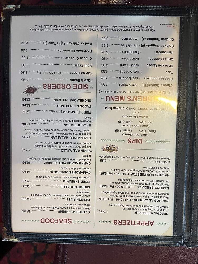 El Vaquero Mexican Restaurant - Houston, TX menu_pic