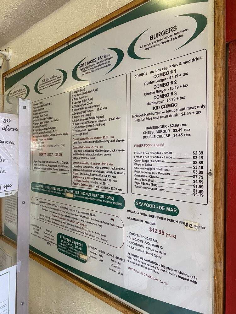 El Zarape - Santa Barbara, CA menu_pic