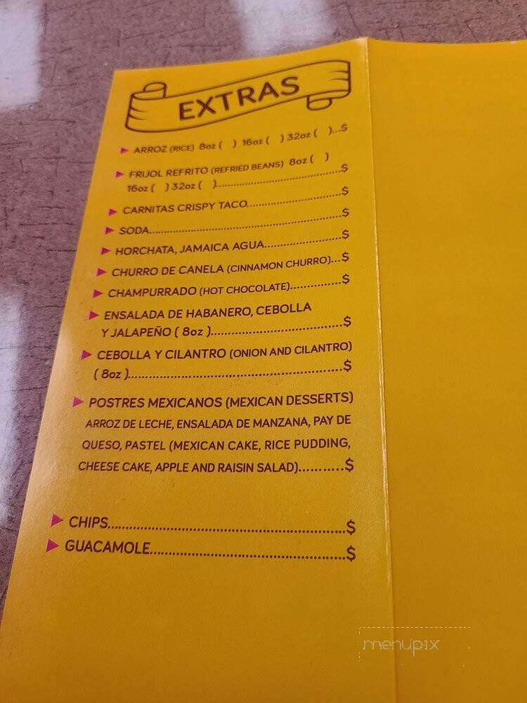 Emiliano's Carnitas - East Norriton, PA menu_pic