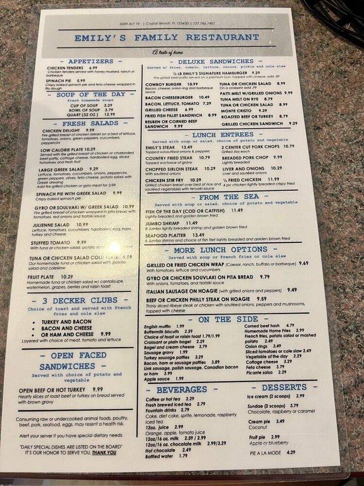 Eve's Family - Palm Harbor, FL menu_pic