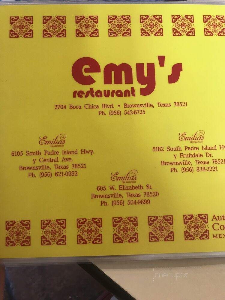 Emy's Restaurant - Brownsville, TX menu_pic