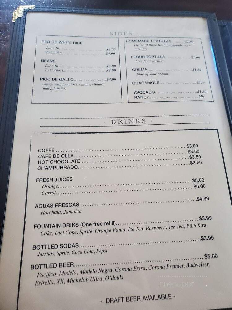Encanto Mexican Restaurant and Cocktail Bar - Visalia, CA menu_pic