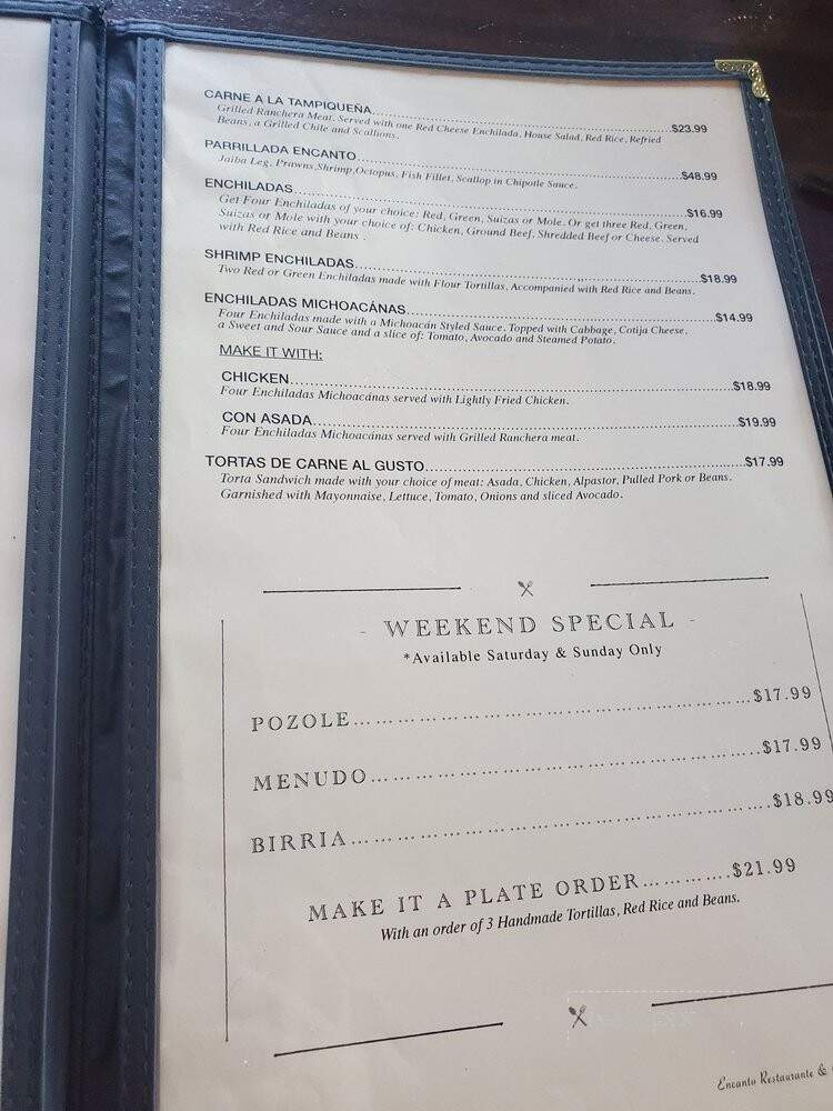 Encanto Mexican Restaurant and Cocktail Bar - Visalia, CA menu_pic