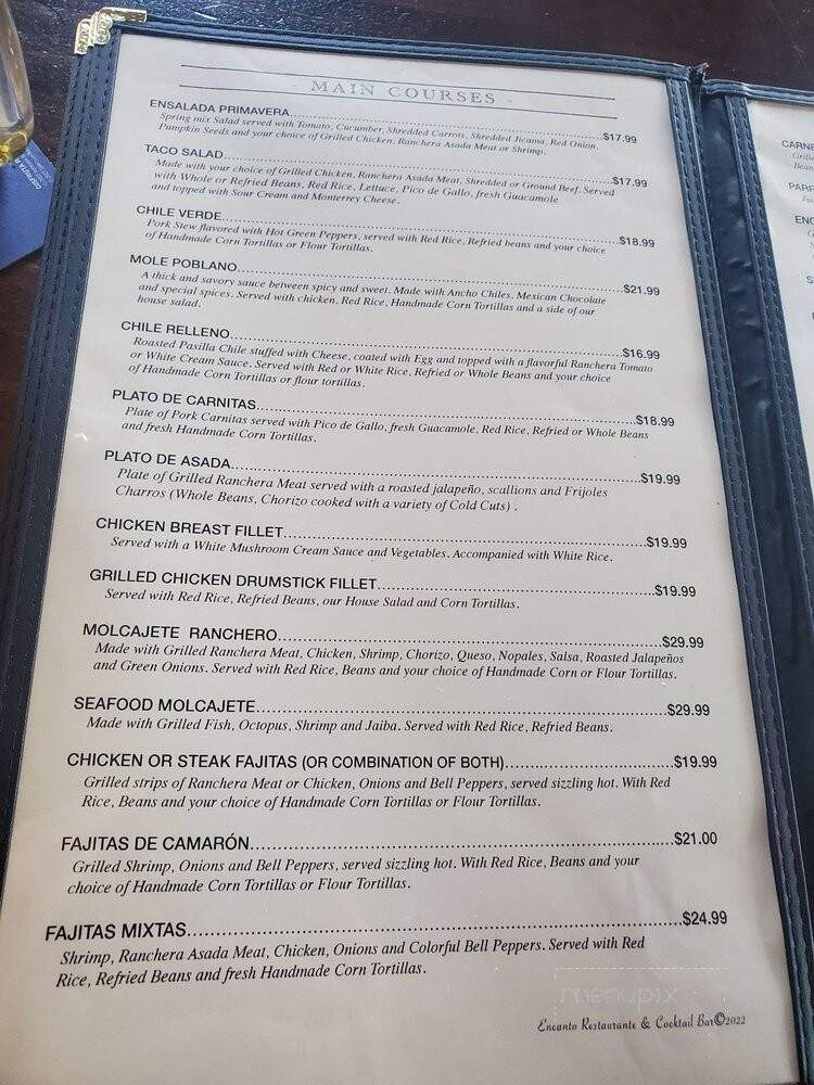 Encanto Mexican Restaurant and Cocktail Bar - Visalia, CA menu_pic