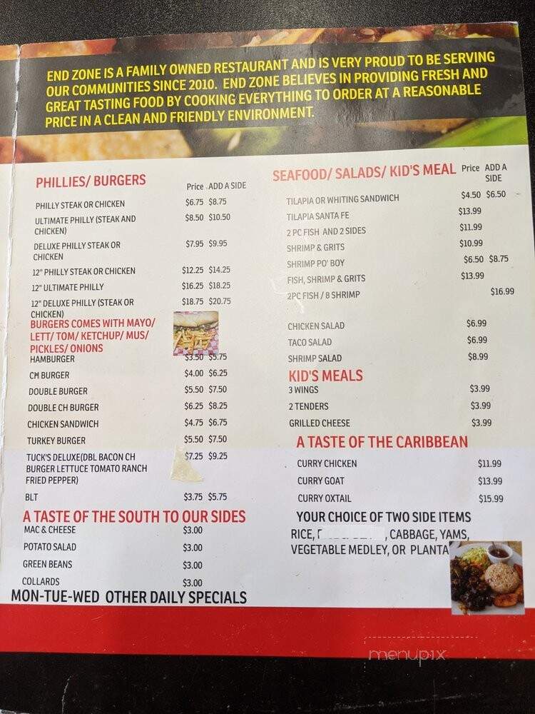 End Zone Sports Bar - Metter, GA menu_pic
