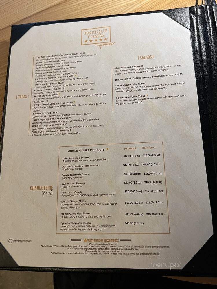 Enrique Tomas - Miami, FL menu_pic