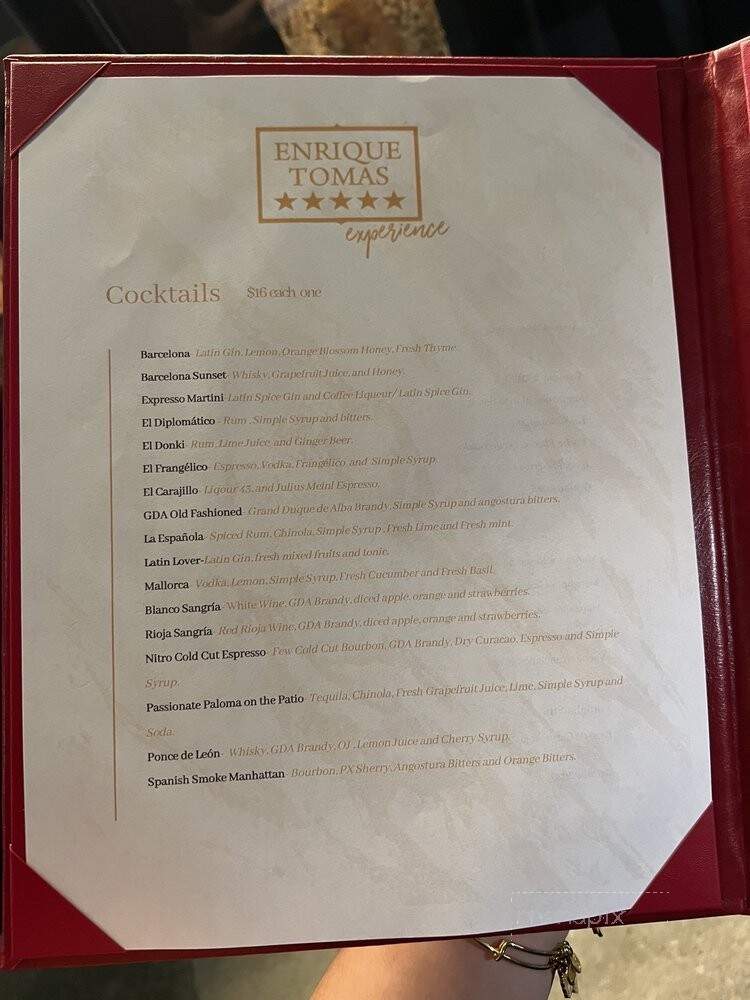 Enrique Tomas - Miami, FL menu_pic