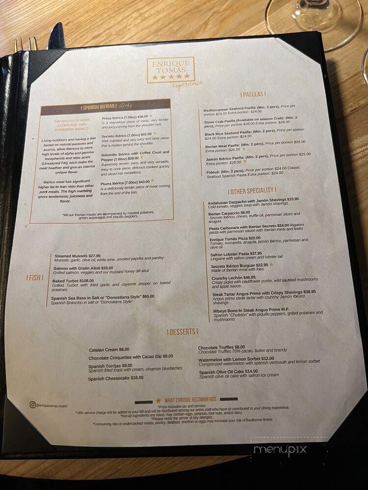 Enrique Tomas - Miami, FL menu_pic