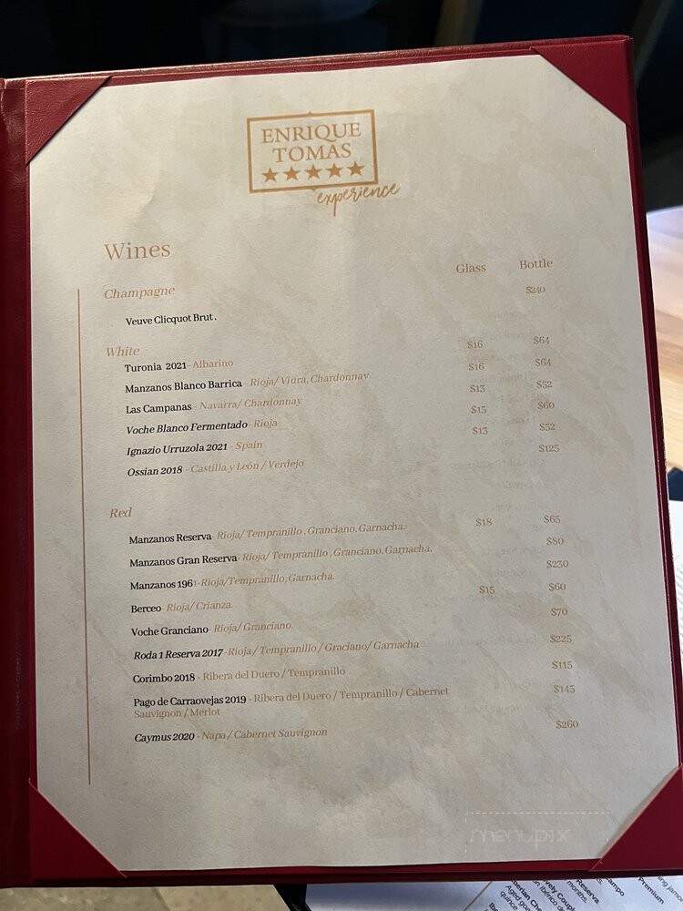 Enrique Tomas - Miami, FL menu_pic