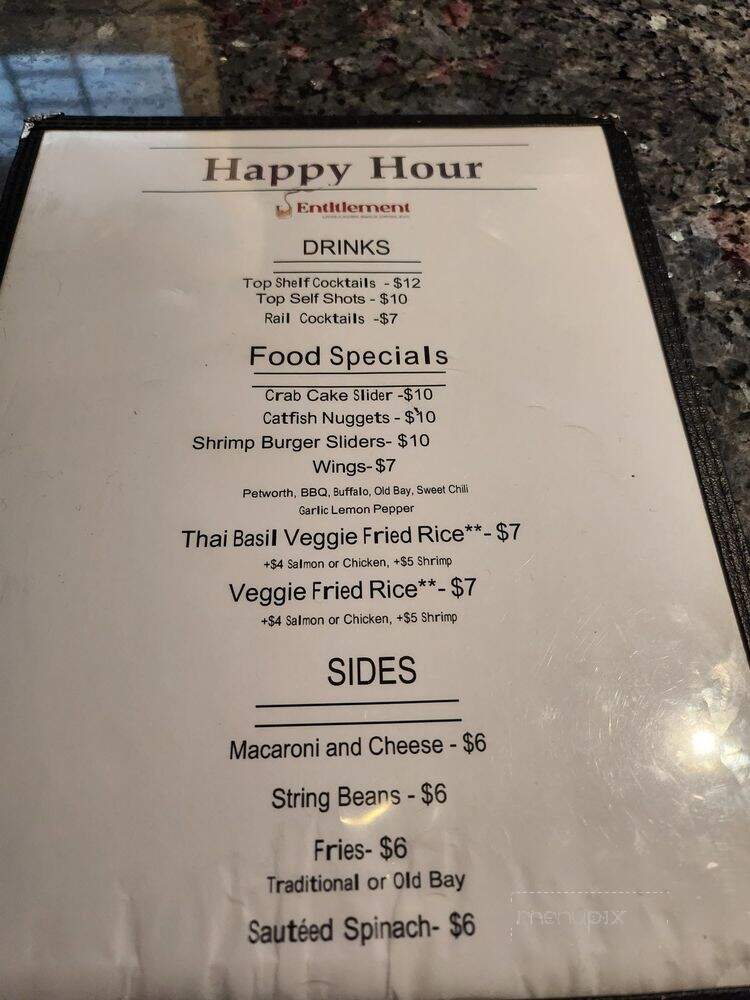 Entitlement Restaurant & lounge - Washington, DC menu_pic