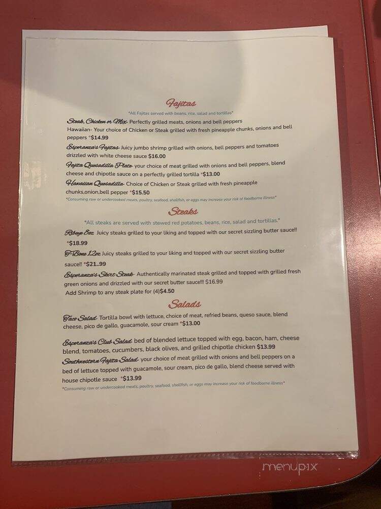 Esperanza's Restaurant and Catering - Goldsboro, NC menu_pic