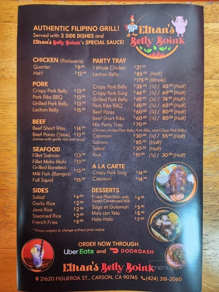Ethan's Belly Boink - Carson, CA menu_pic