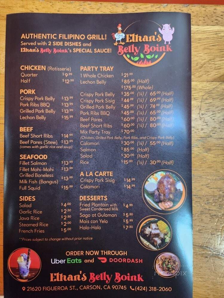 Ethan's Belly Boink - Carson, CA menu_pic