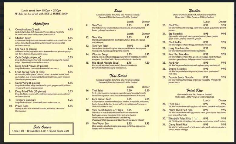Thai Cuisine - Renton, WA menu_pic