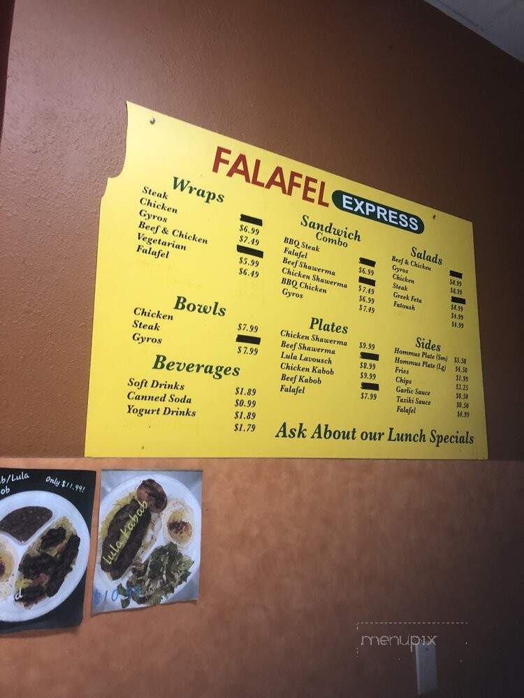 Falafel Express - Fresno, CA menu_pic