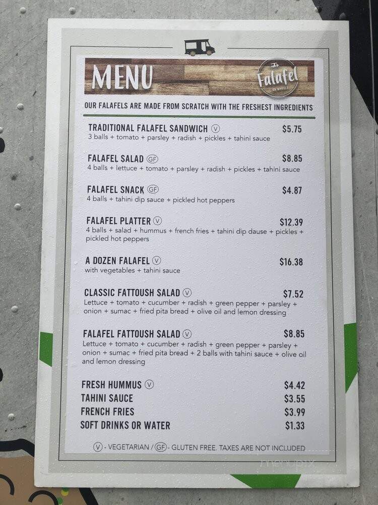 Falafel On Wheels - Ottawa, ON menu_pic