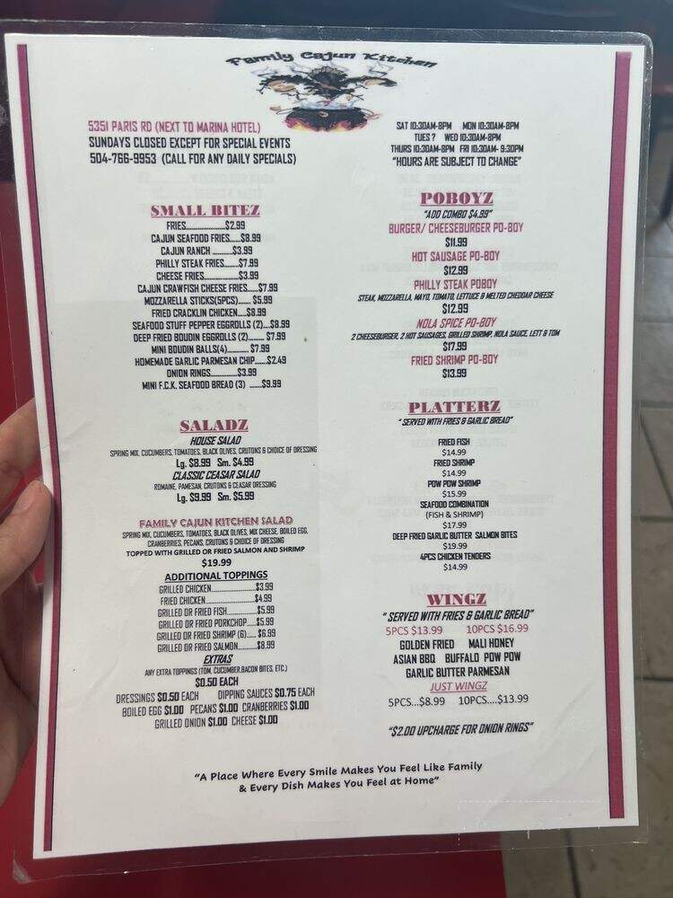 Family Cajun Kitchen - Saint Bernard, LA menu_pic