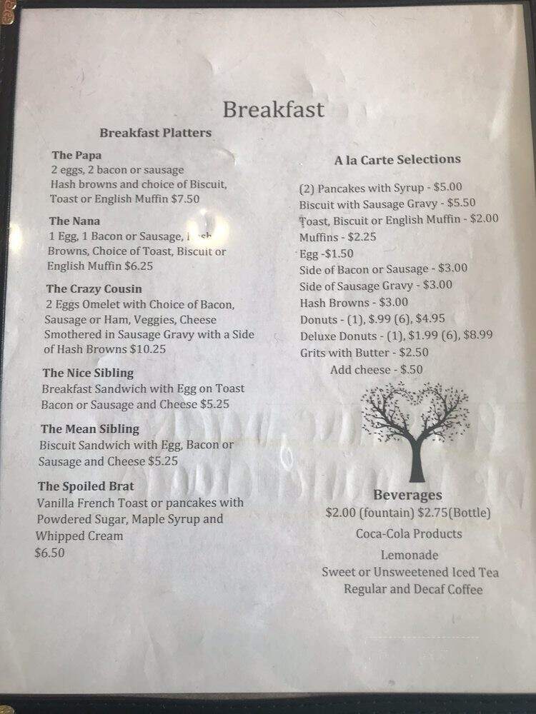 Family Tree Ts Cafe - Low Moor, VA menu_pic