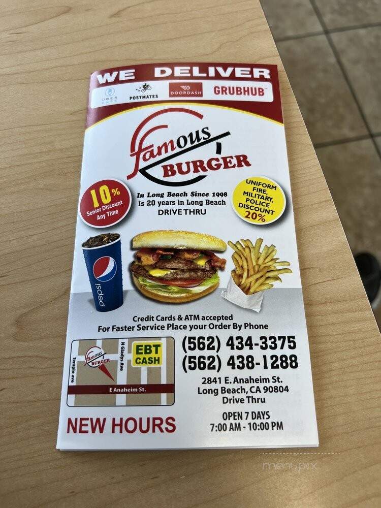 Famous Burgers - Long Beach, CA menu_pic