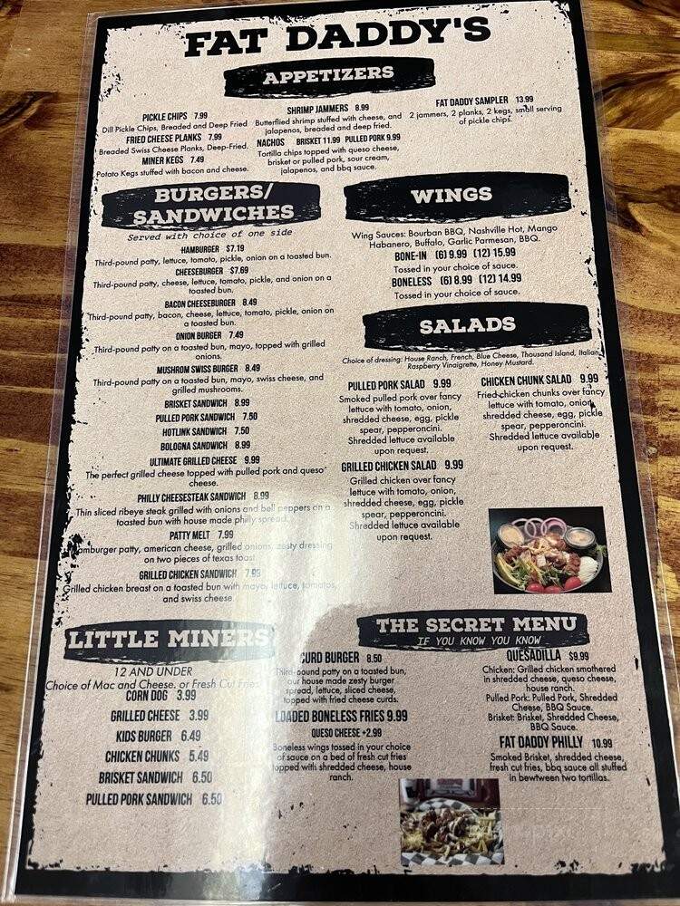 Fat Daddy's BBQ and Steakhouse - Hartshorne, OK menu_pic