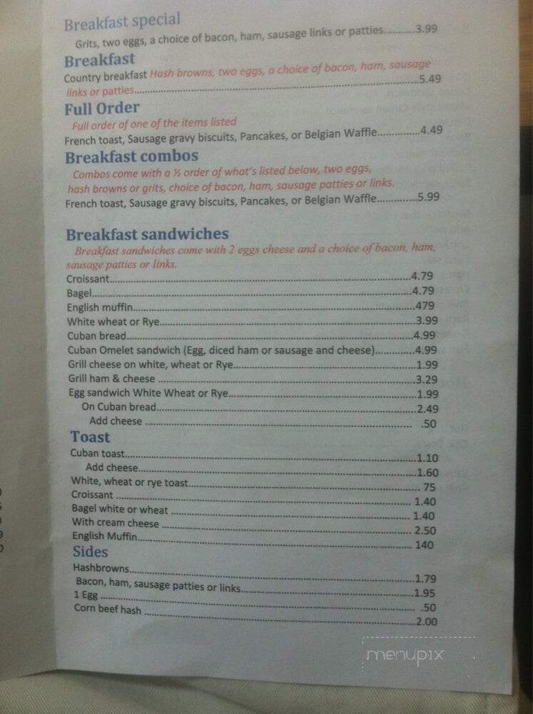 Felix's Cafe - Homestead, FL menu_pic