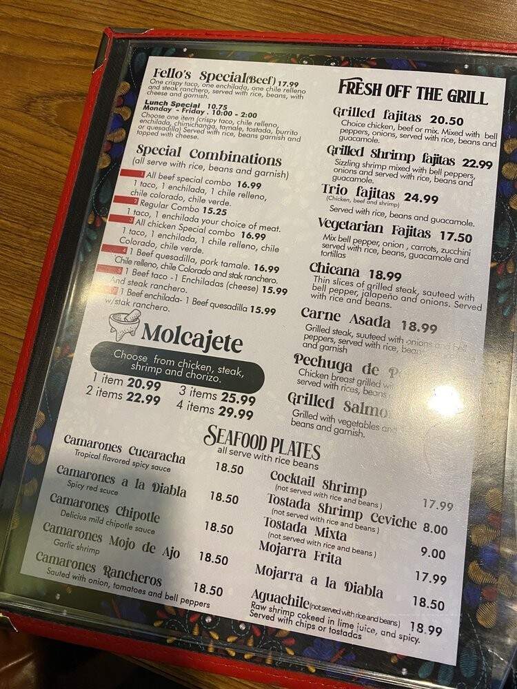 Fello's Mexican Restaurant - Manteca, CA menu_pic