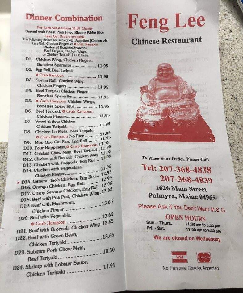 Feng Lee - Palmyra, ME menu_pic