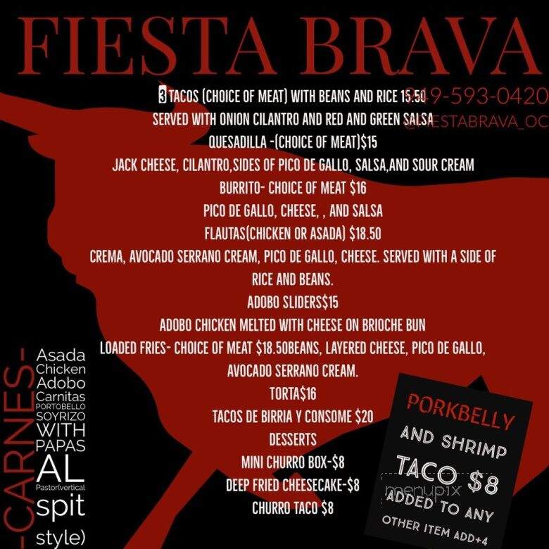 Fiesta Brava - Irvine, CA menu_pic