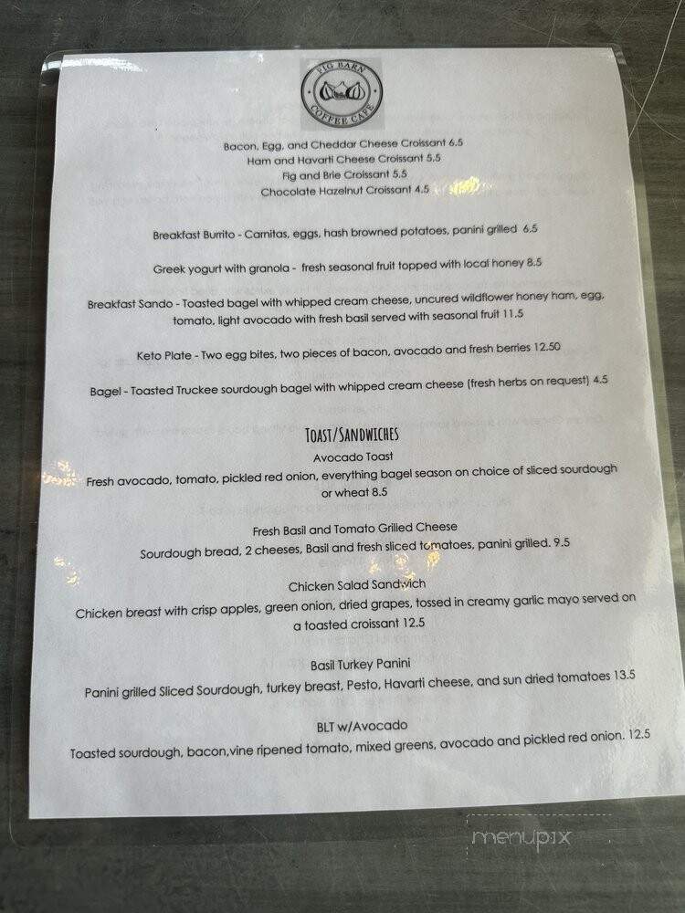 Fig Barn Coffee Cafe - Plymouth, CA menu_pic