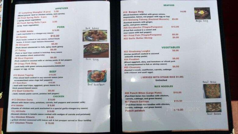 Filipino Cuisine - Odessa, TX menu_pic