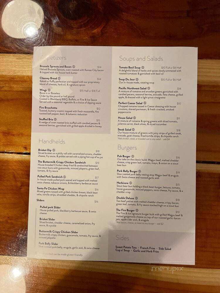 Fire and Ice Patio and Lounge - Spokane, WA menu_pic