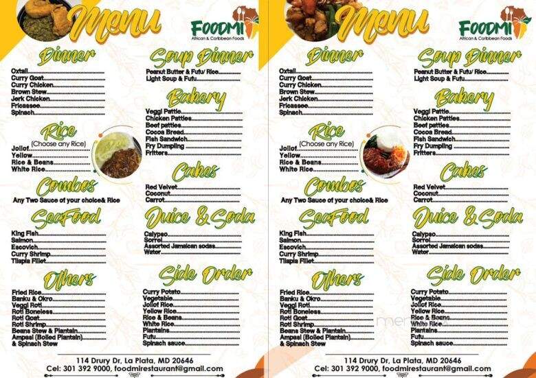 Foodmi Restaurant - La Plata, MD menu_pic