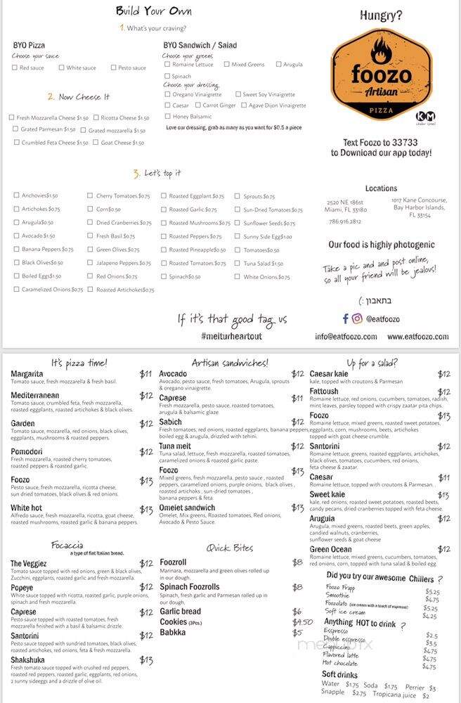 Foozo Artisan Pizza - Bay Harbor Islands, FL menu_pic