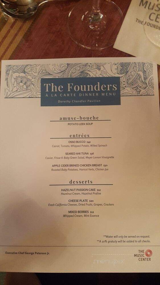 Founder's Room - Los Angeles, CA menu_pic