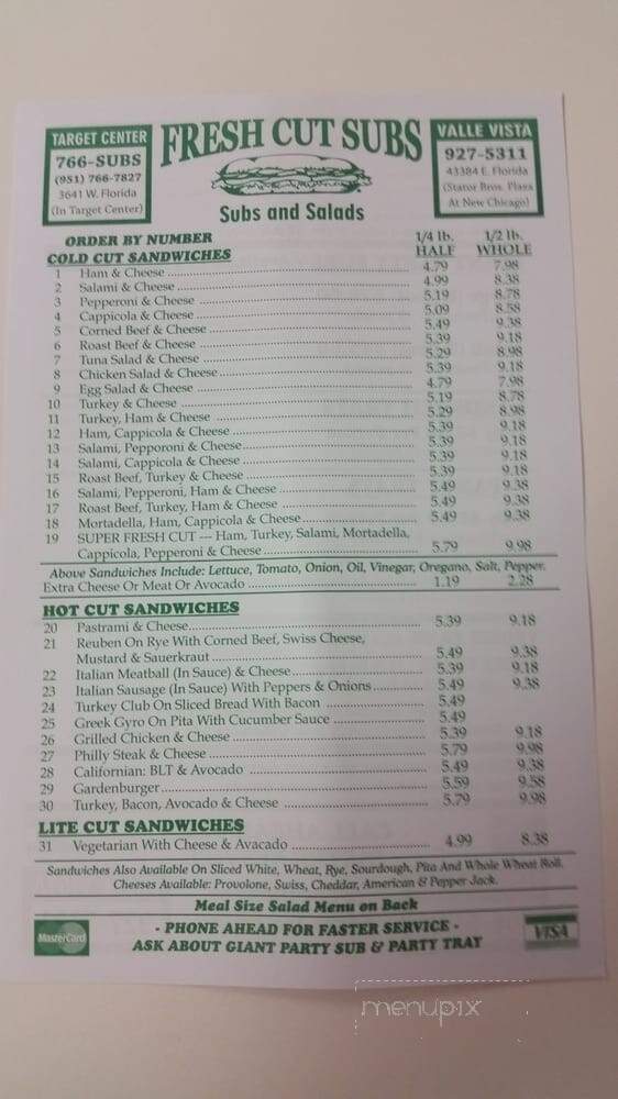 Fresh Cut Subs - Hemet, CA menu_pic