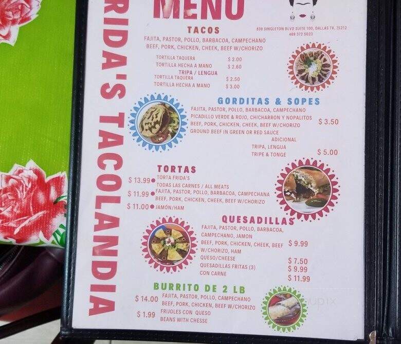Frida's Tacolandia 2 - Dallas, TX menu_pic