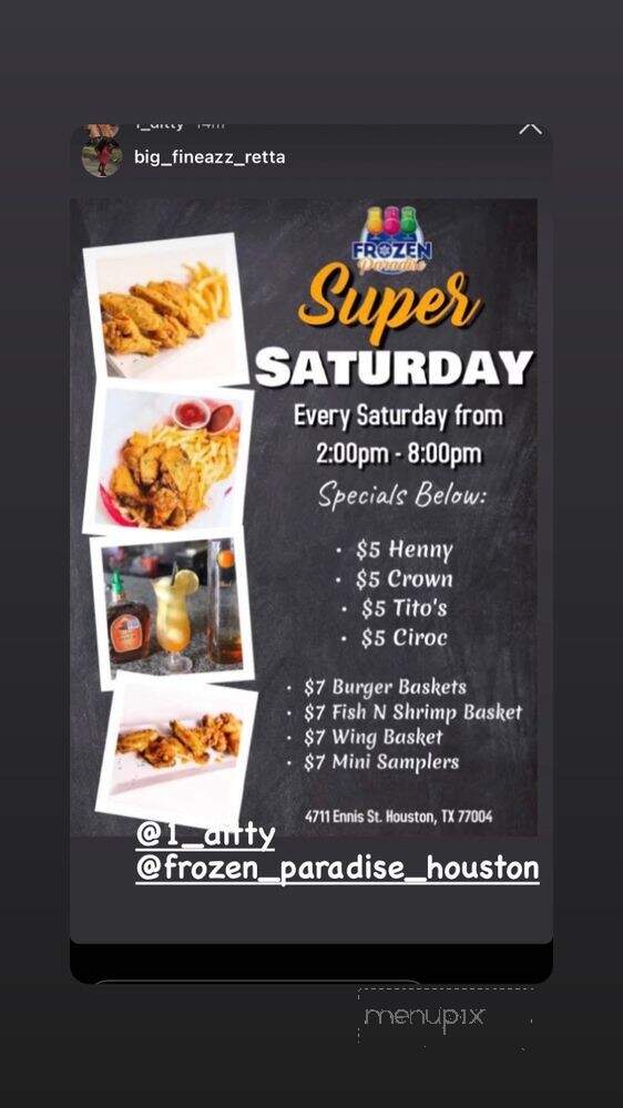 Frozen Paradise - Houston, TX menu_pic