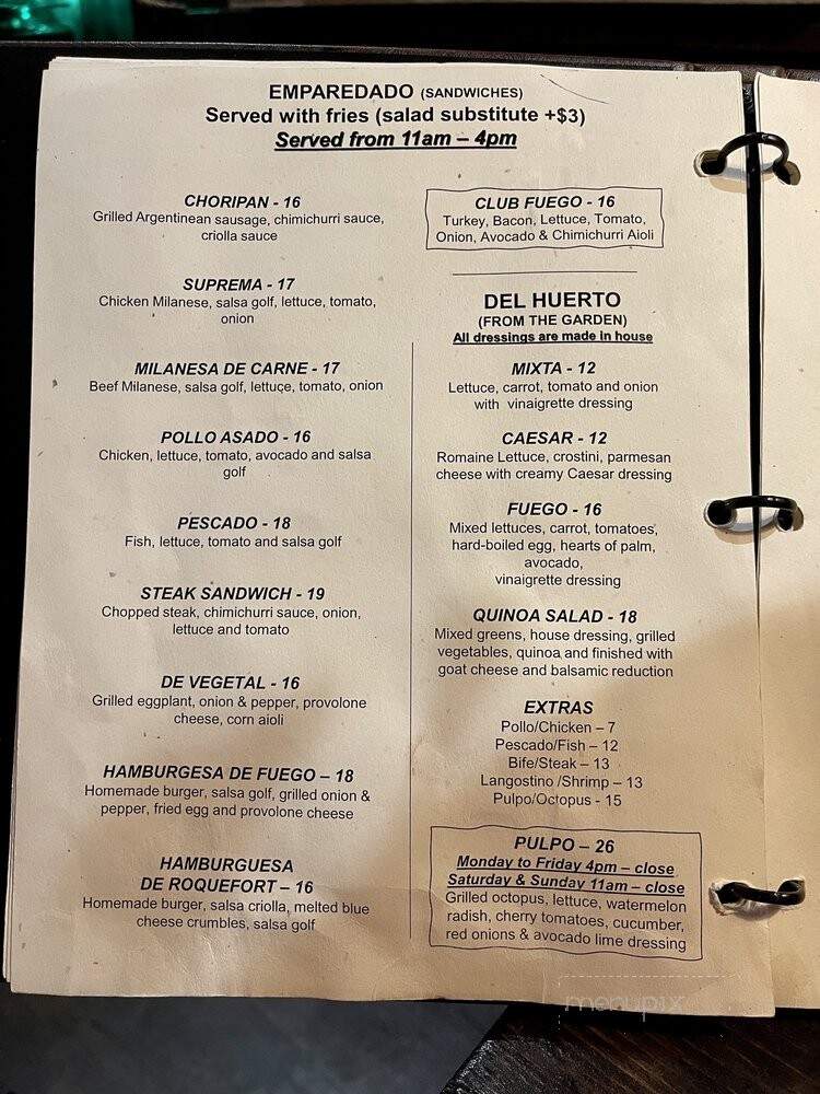 Fuego Argentinean Steak House - Maui, HI menu_pic