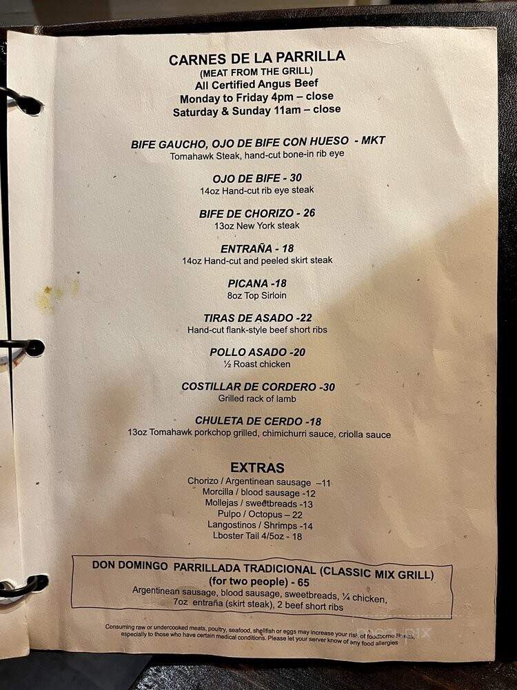 Fuego Argentinean Steak House - Maui, HI menu_pic