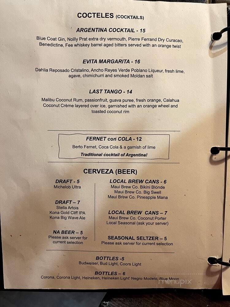 Fuego Argentinean Steak House - Maui, HI menu_pic