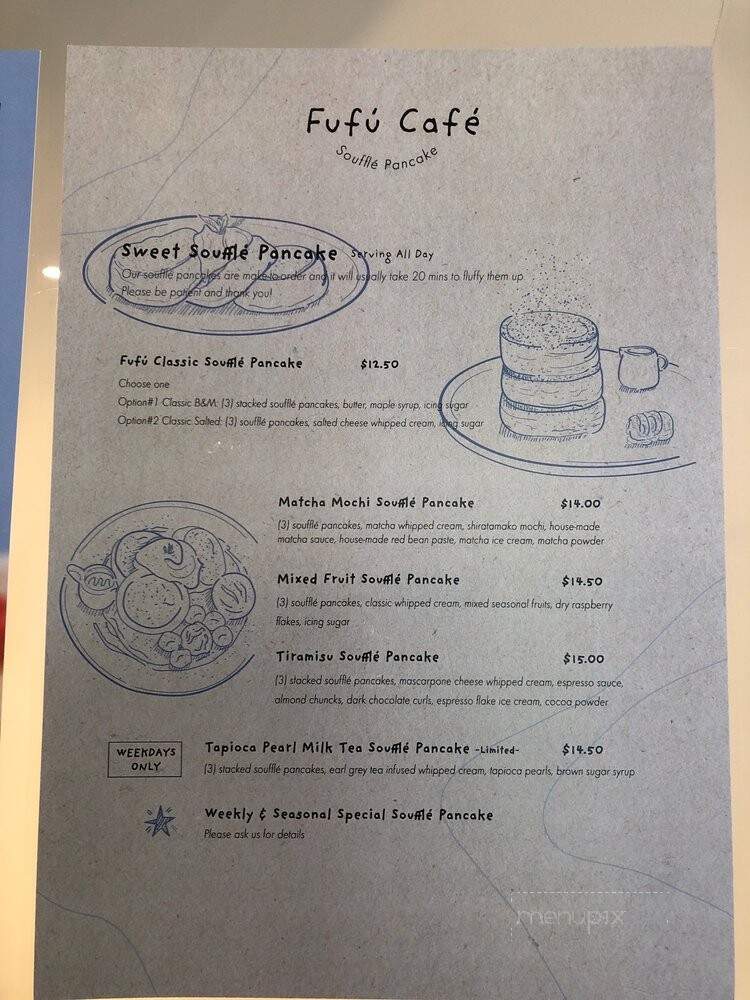 Fufu Pancake Cafe - Vancouver, BC menu_pic