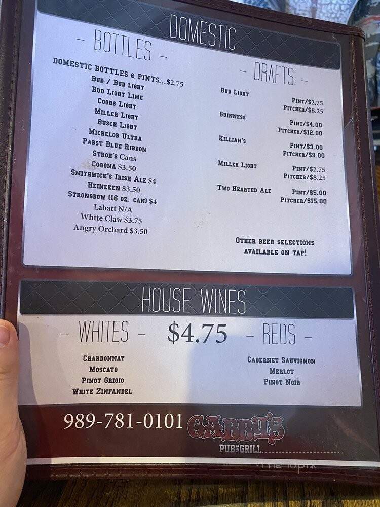 Cookie's Bar - Saginaw, MI menu_pic