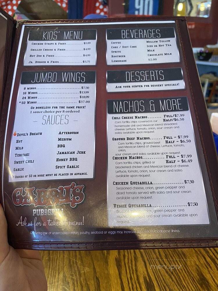 Cookie's Bar - Saginaw, MI menu_pic