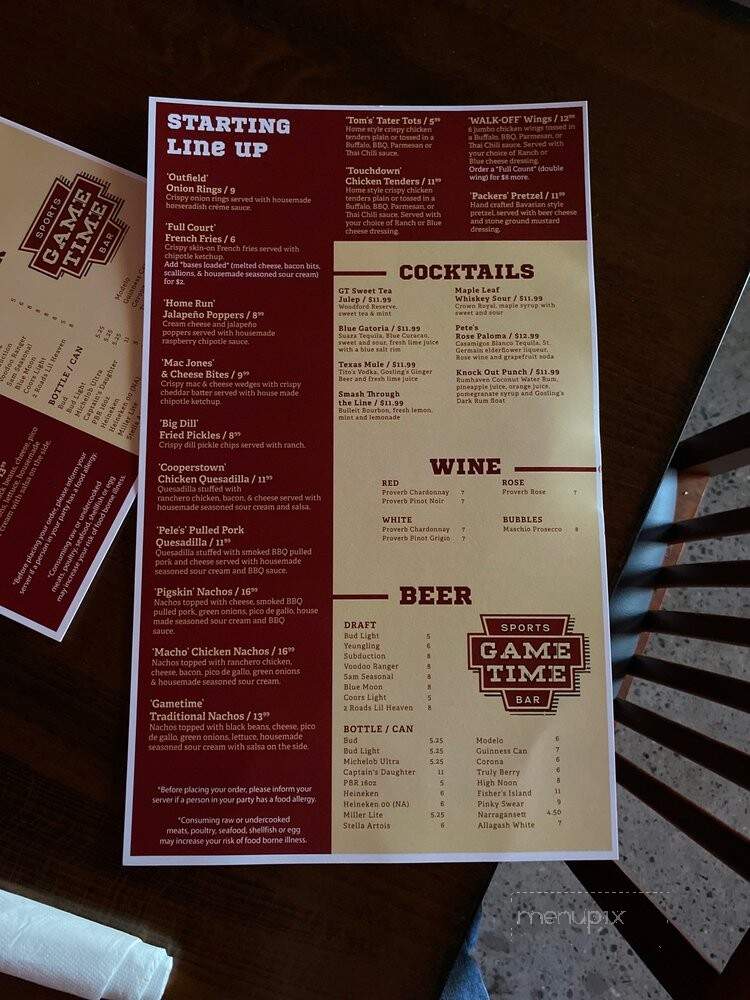 Game Time Sports Bar - Groton, CT menu_pic