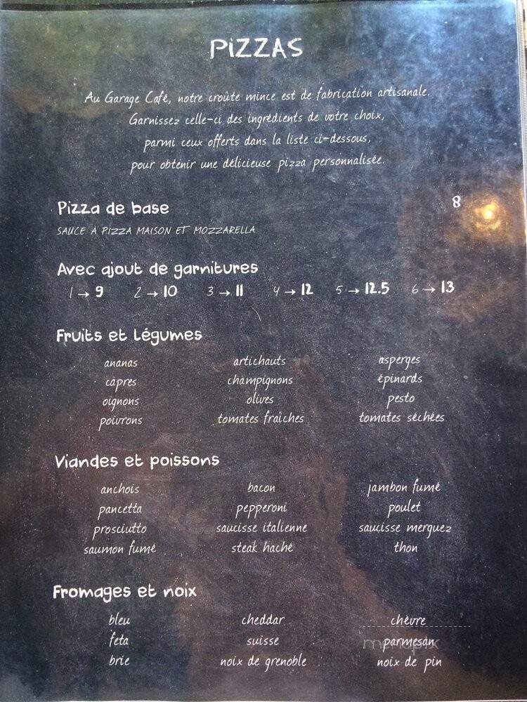 Garage Cafe - Montreal, QC menu_pic