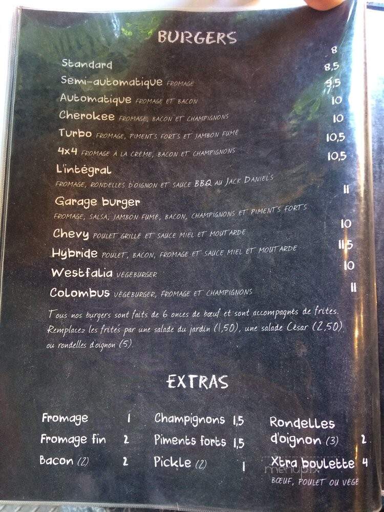 Garage Cafe - Montreal, QC menu_pic