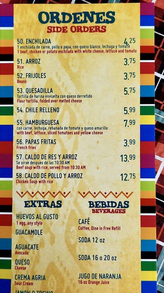 Garcia's Mexican Food - Chula Vista, CA menu_pic