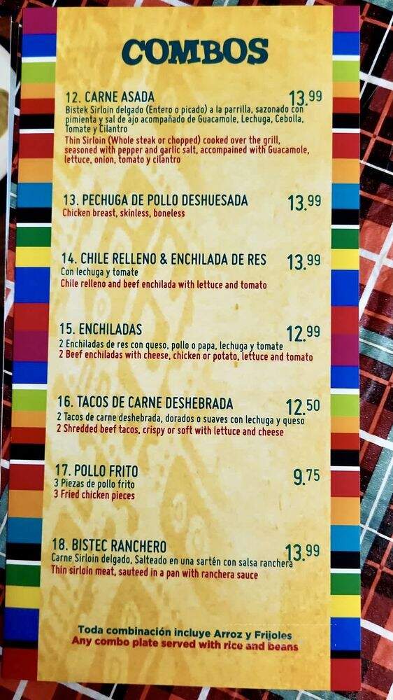 Garcia's Mexican Food - Chula Vista, CA menu_pic