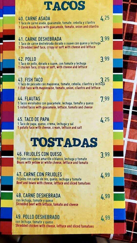Garcia's Mexican Food - Chula Vista, CA menu_pic