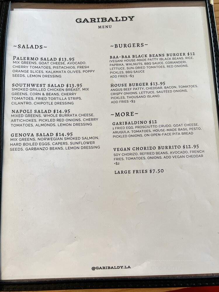 Garibaldy Restaurant & Cafe - Los Angeles, CA menu_pic
